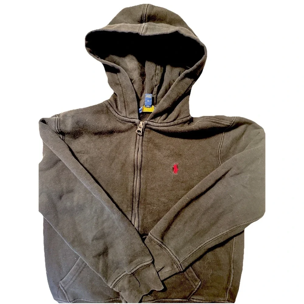 Boys Polo Ralph Lauren Full‎ Zip Hoodie Black Size 8